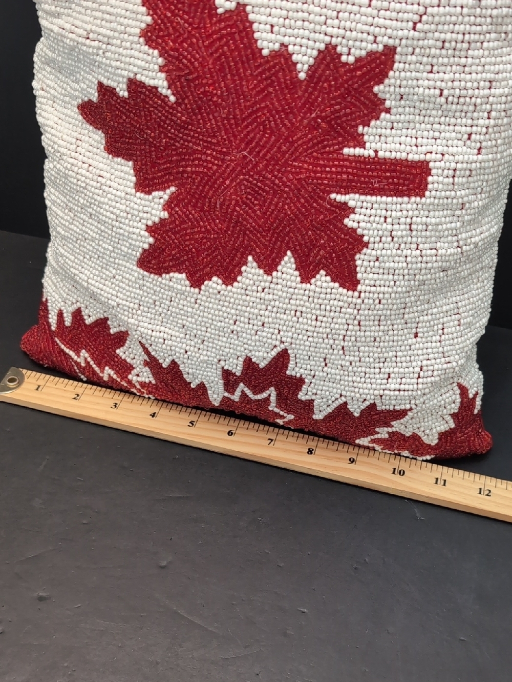 Pier 1 Imports,Red/White Beaded Pillow With Canadian Maple Leaf Design. - Picture 8 of 8